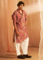 Modal Silk Pink Ceremonial Wear Printed Readymade Kurta Pajama